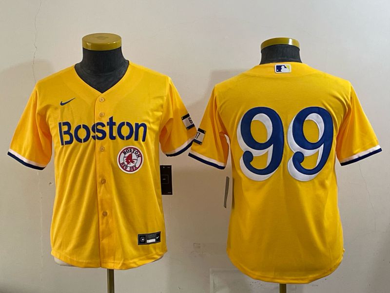 Youth 2025 Boston Red Sox #99 No Name Yellow Nike MLB Jersey 08->youth mlb jersey->Youth Jersey